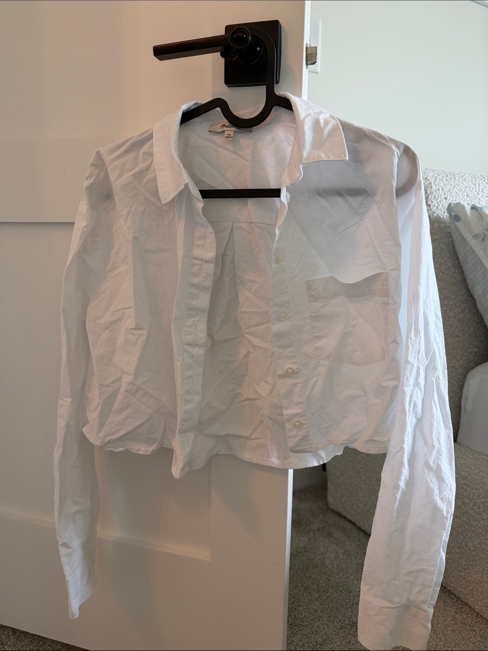 Madewell White Cropped Button-Up Shirt